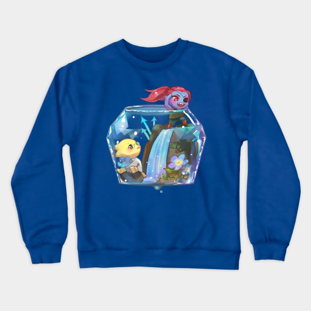 ut-Undyne Alphys in waterfall Crewneck Sweatshirt by Clivef Poire